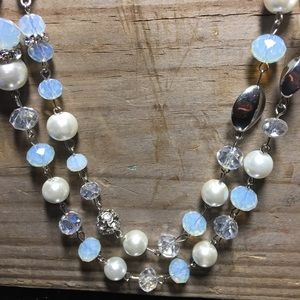 Moonstone color crystal and faux pear necklaces